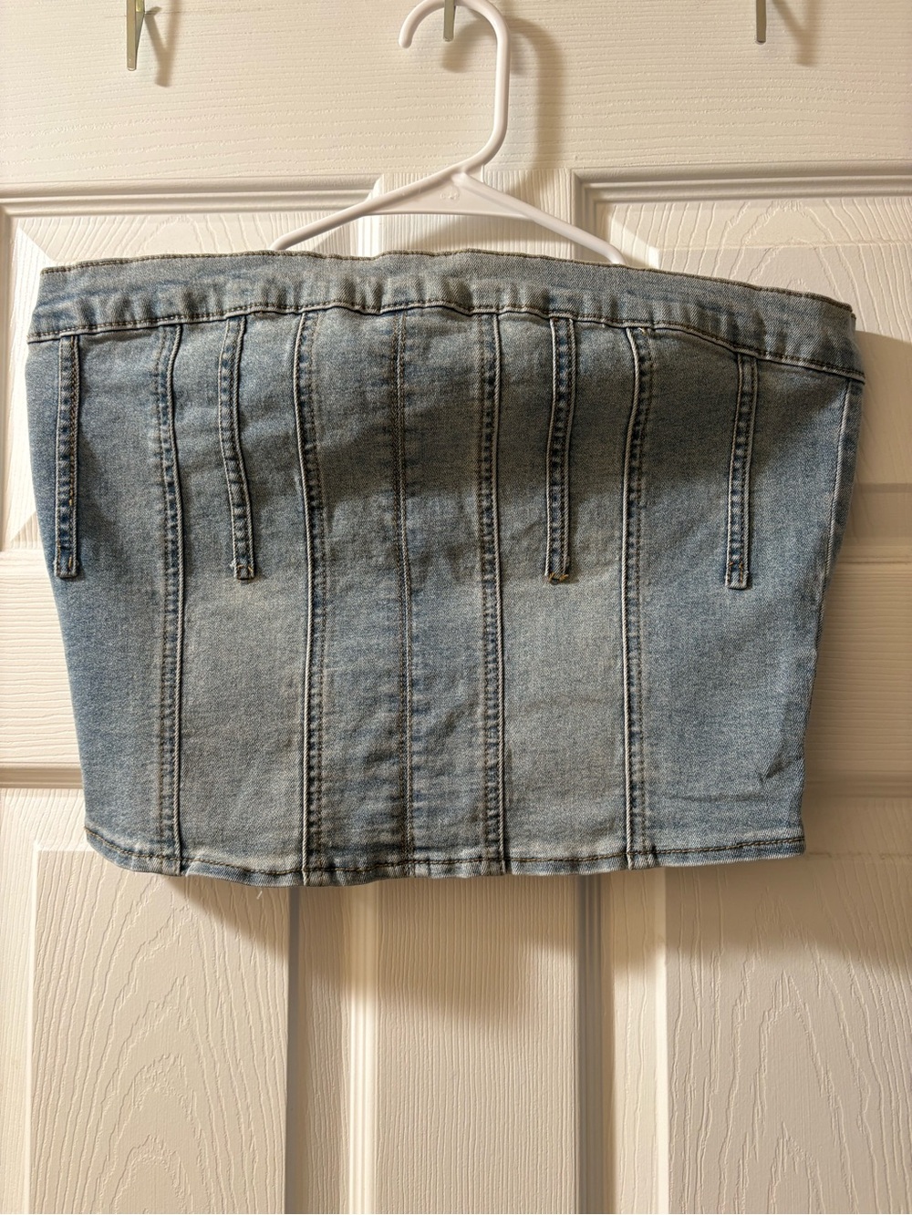 Fashion Nova Around Town Denim Tube Top size Large Brand New with Tags